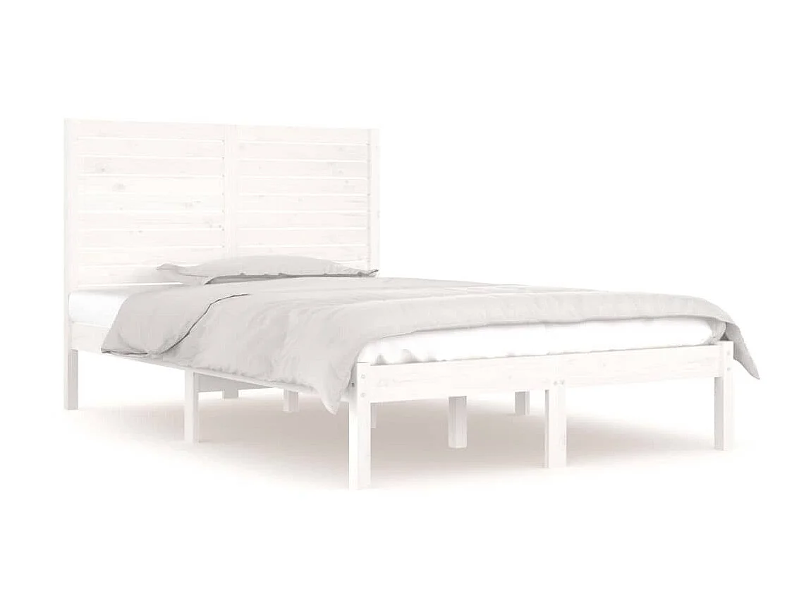 Lit-135x190 cm Blanc Bois massif Double EGGB93751