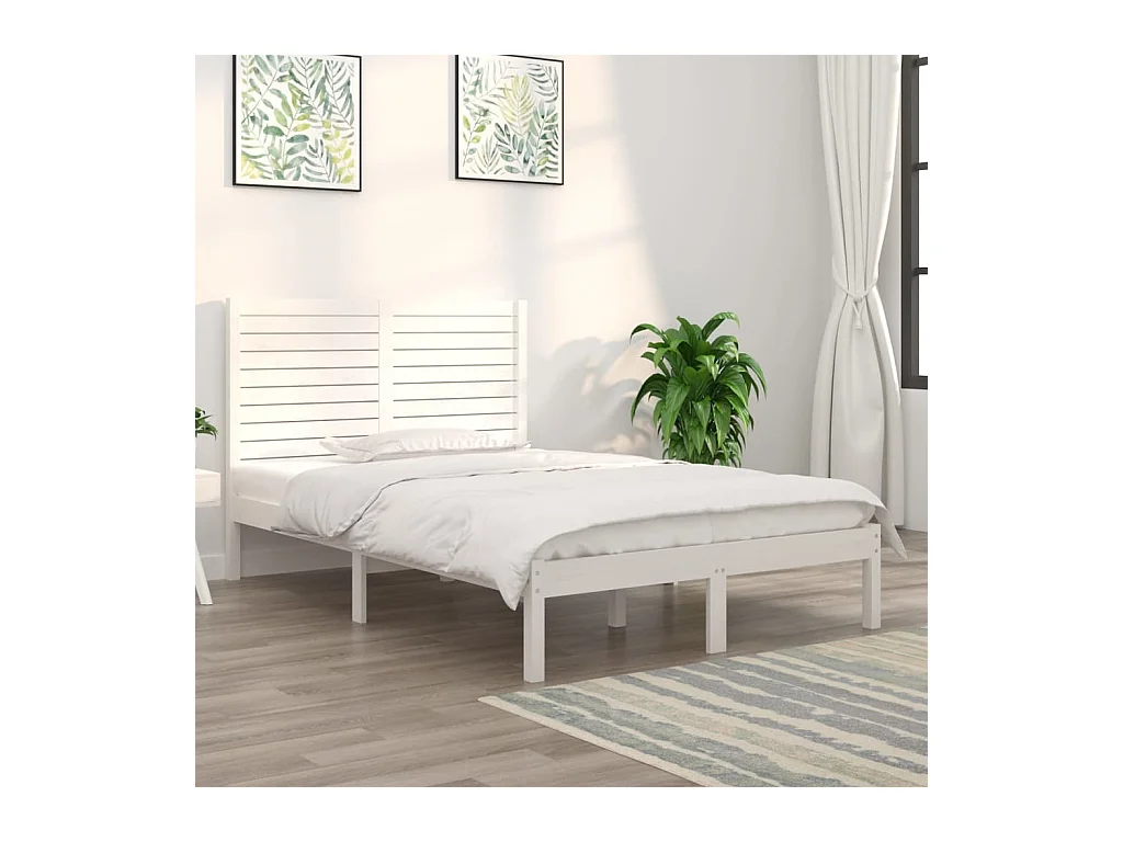 Bedframe massief hout wit 135x190 cm NL67601