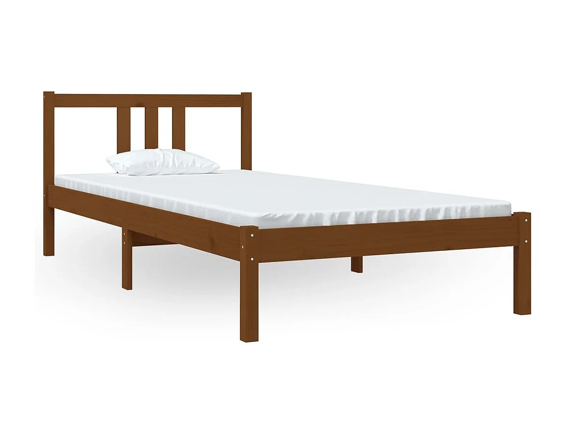 Lit-90x200 cm Marron miel Bois massif EGGB90258