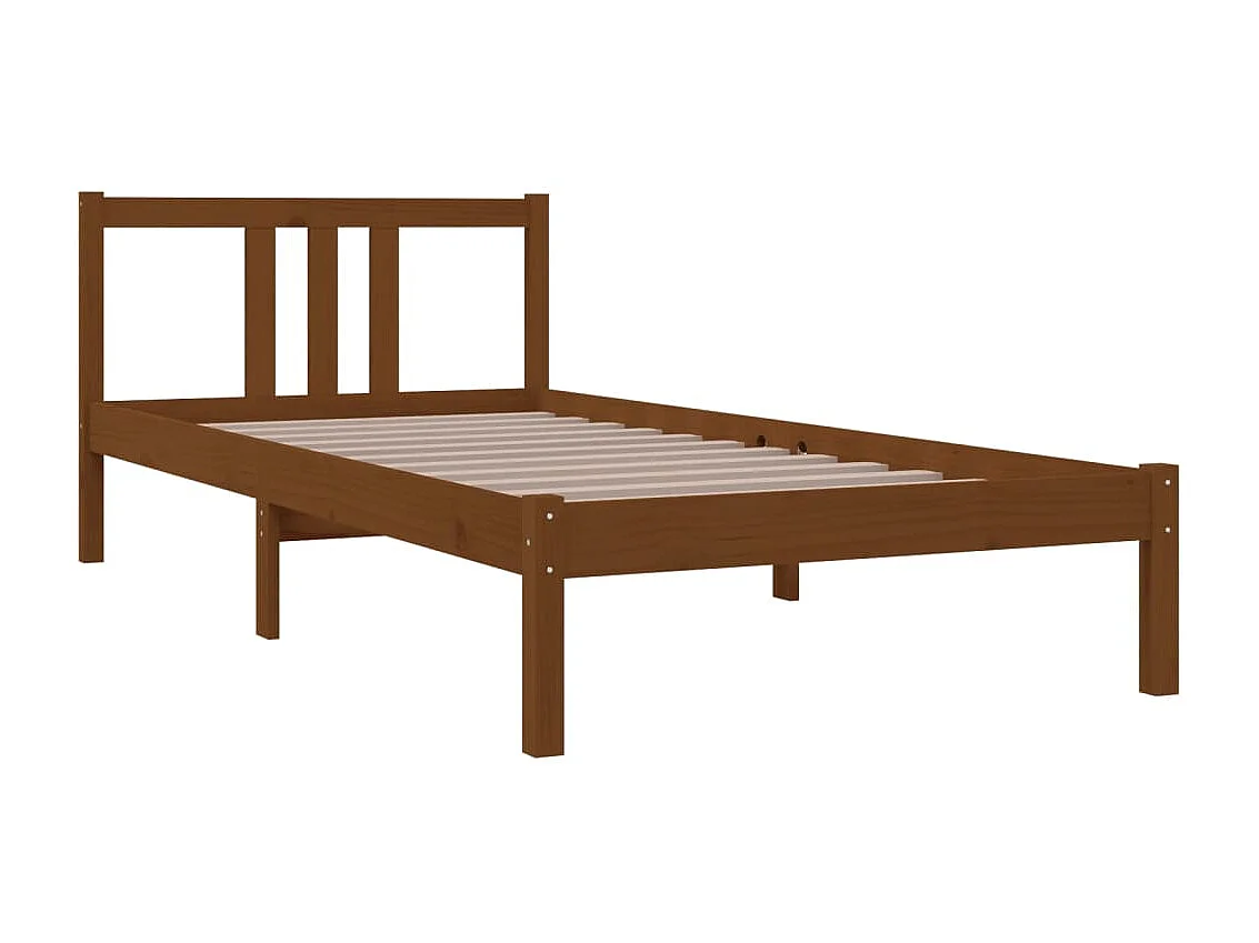 Lit-90x200 cm Marron miel Bois massif EGGB90258