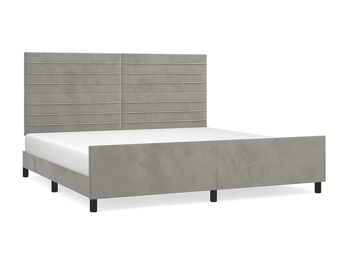 Bedframe met hoofdeinde fluweel lichtgrijs 200x200 cm NL43002