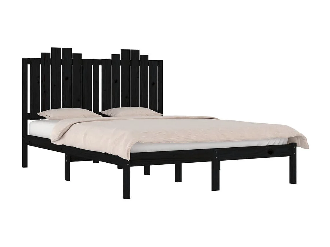 Bedframe massief grenenhout zwart 200x200 cm NL54945
