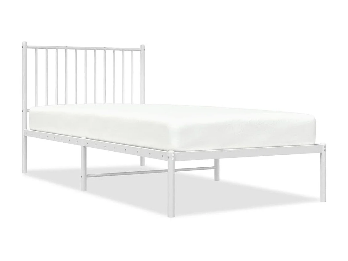 Lit-90x200 cm métal avec tête de lit blanc EGGB62596