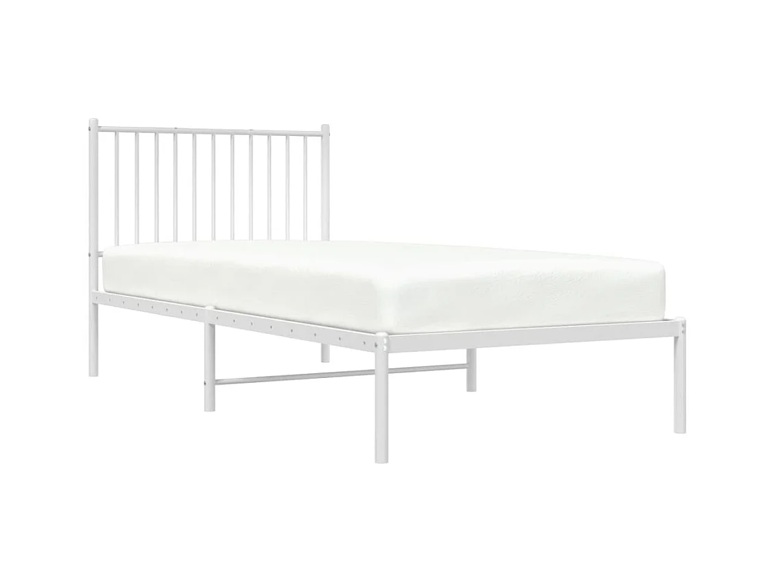 Lit-90x200 cm métal avec tête de lit blanc EGGB62596