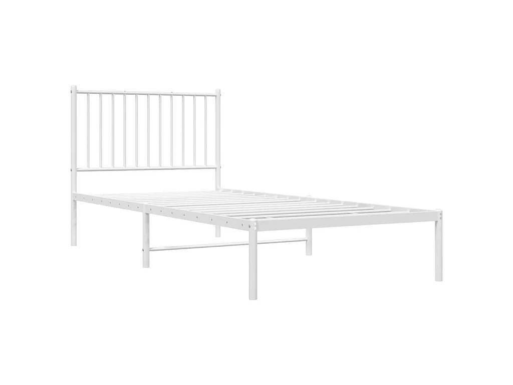 Lit-90x200 cm métal avec tête de lit blanc EGGB62596