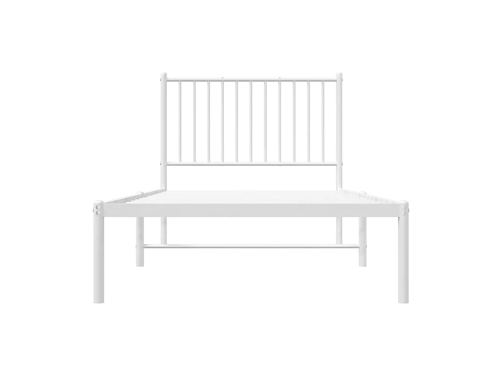 Lit-90x200 cm métal avec tête de lit blanc EGGB62596