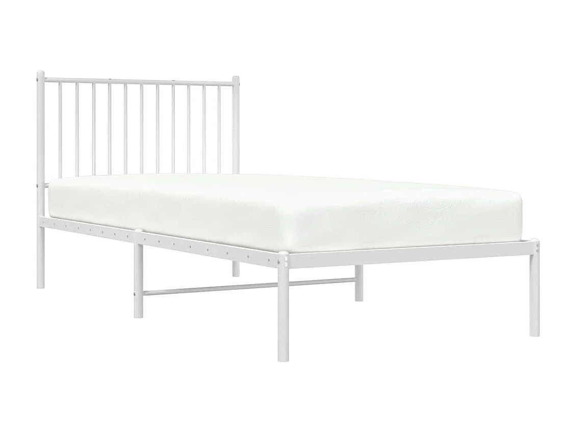 Lit-90x200 cm métal avec tête de lit blanc EGGB62596