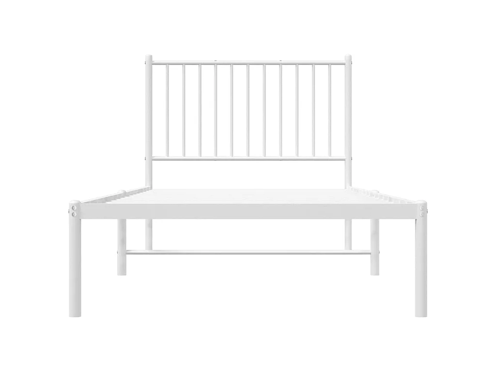 Lit-90x200 cm métal avec tête de lit blanc EGGB62596