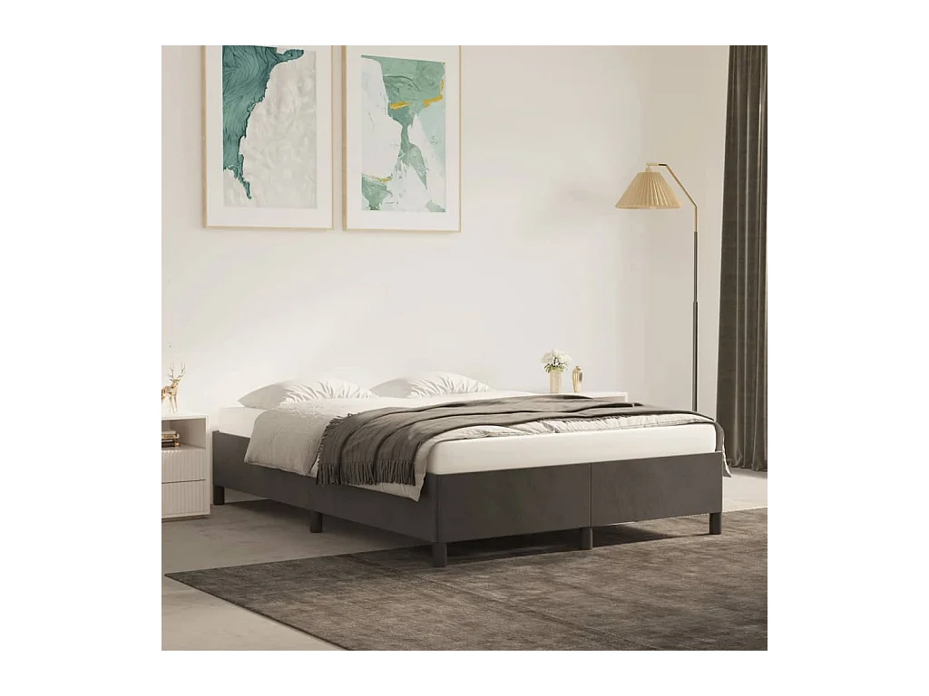 Lit-140x200 cm Gris foncé Velours EGGB33982