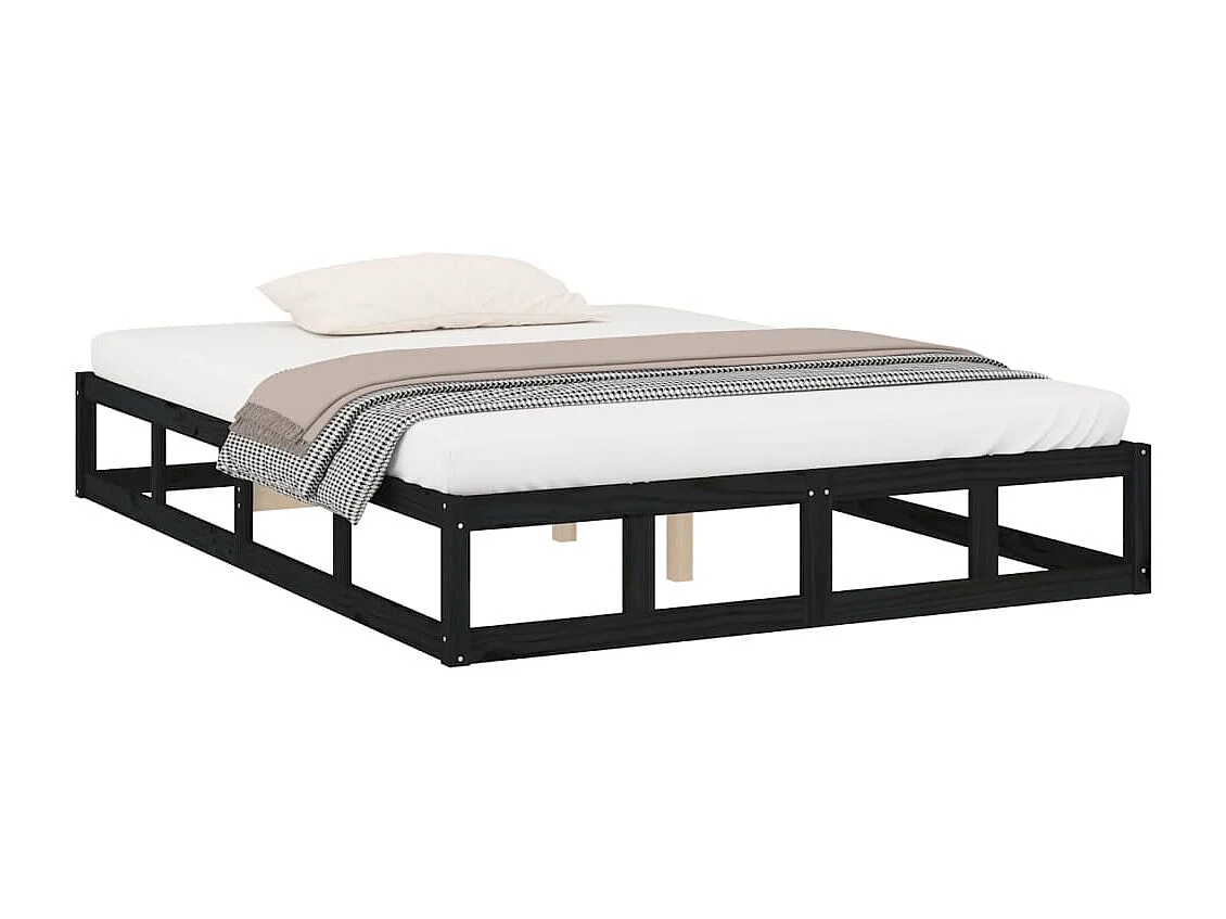 Cama 120x200 cm madeira maciça preto PT293861