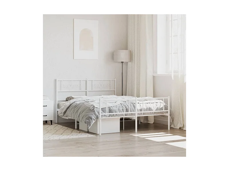 Bedframe met hoofd- en voeteneinde metaal wit 120x200 cm NL22793