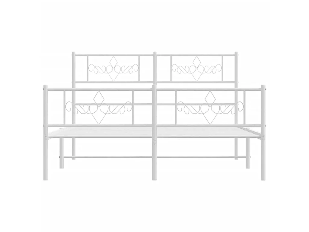 Cama 120x200 cm metal con cabecero y estribo blanco ES32812