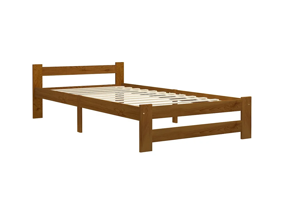 Cama 90x200 cm madera maciza pino marrón miel ES35001