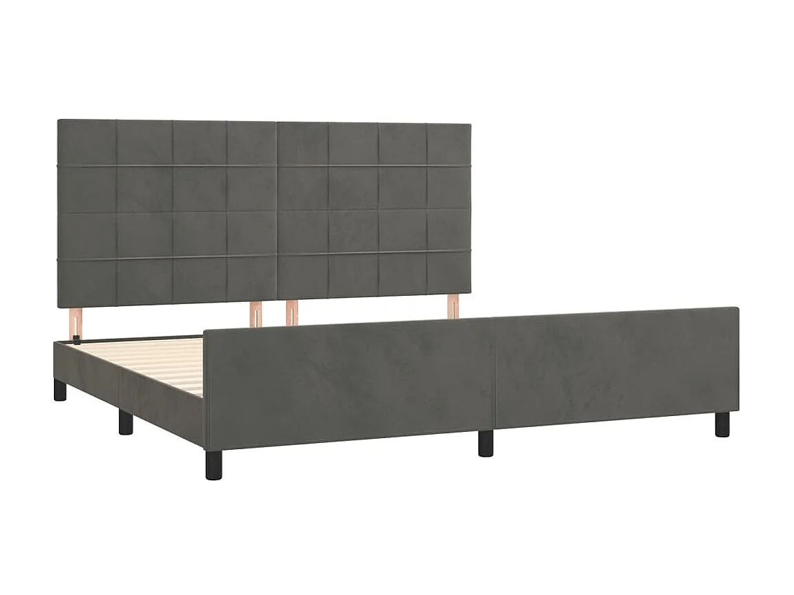 Cama 200x200 cm con cabecero terciopelo gris oscuro ES15680