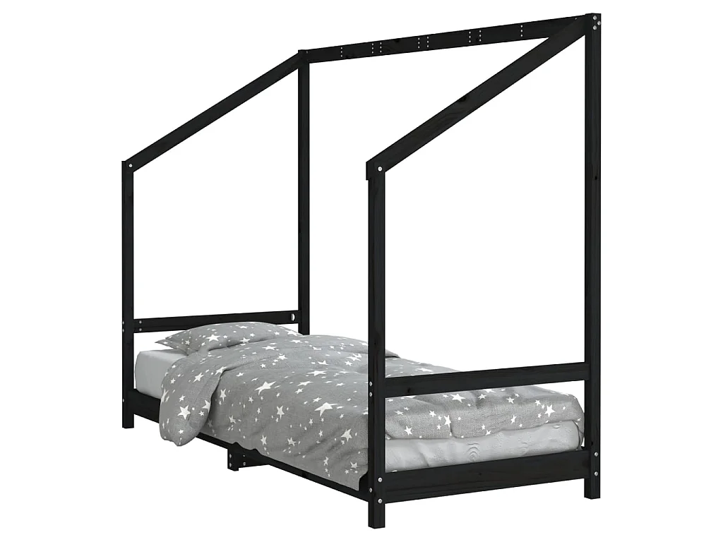 Cama infantil 80x200 cm pinho maciço preto PT312267