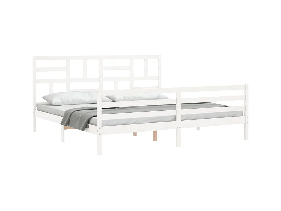 Cama Super King Size c/ cabeceira madeira branco PT472889