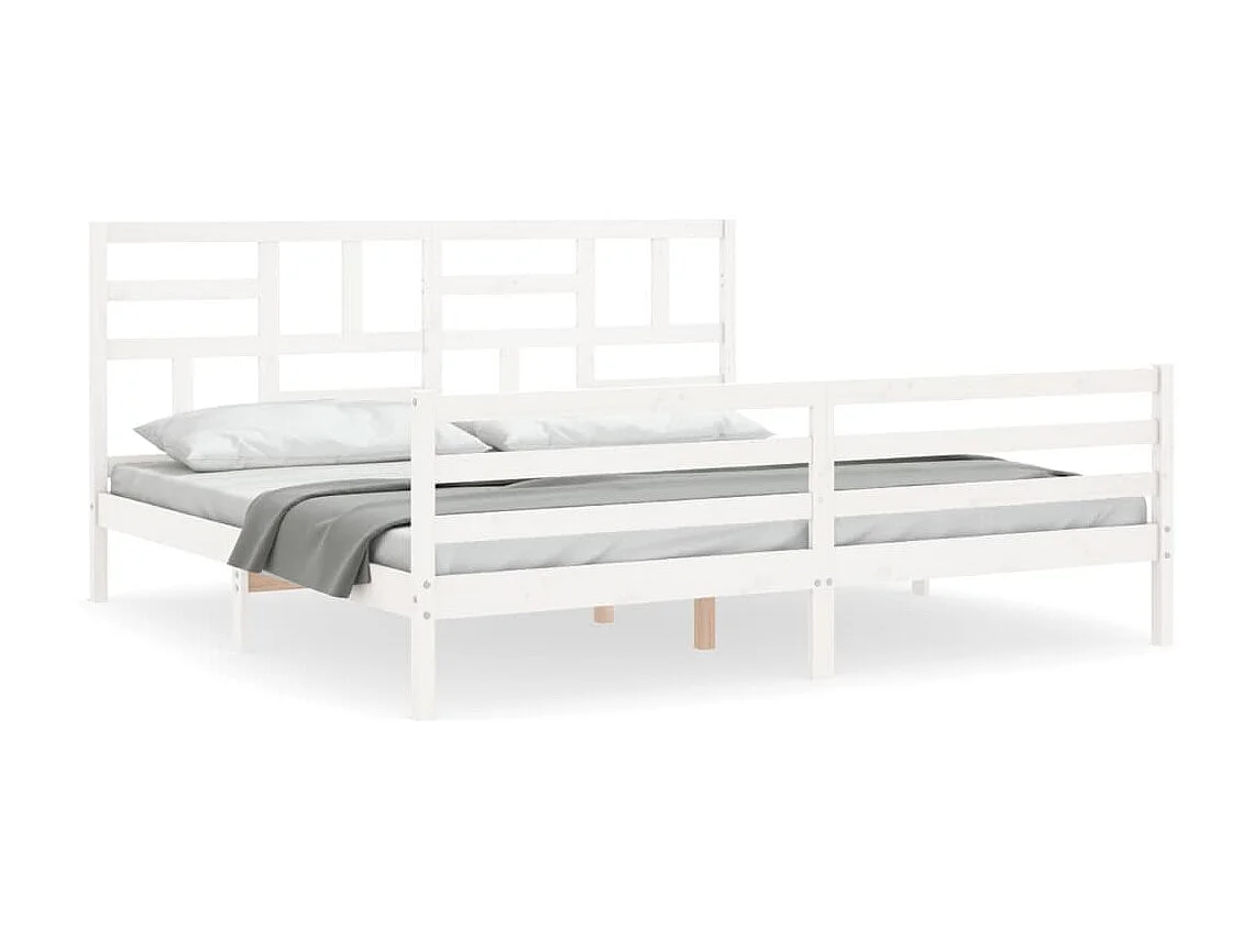 Cama Super King Size c/ cabeceira madeira branco PT472889