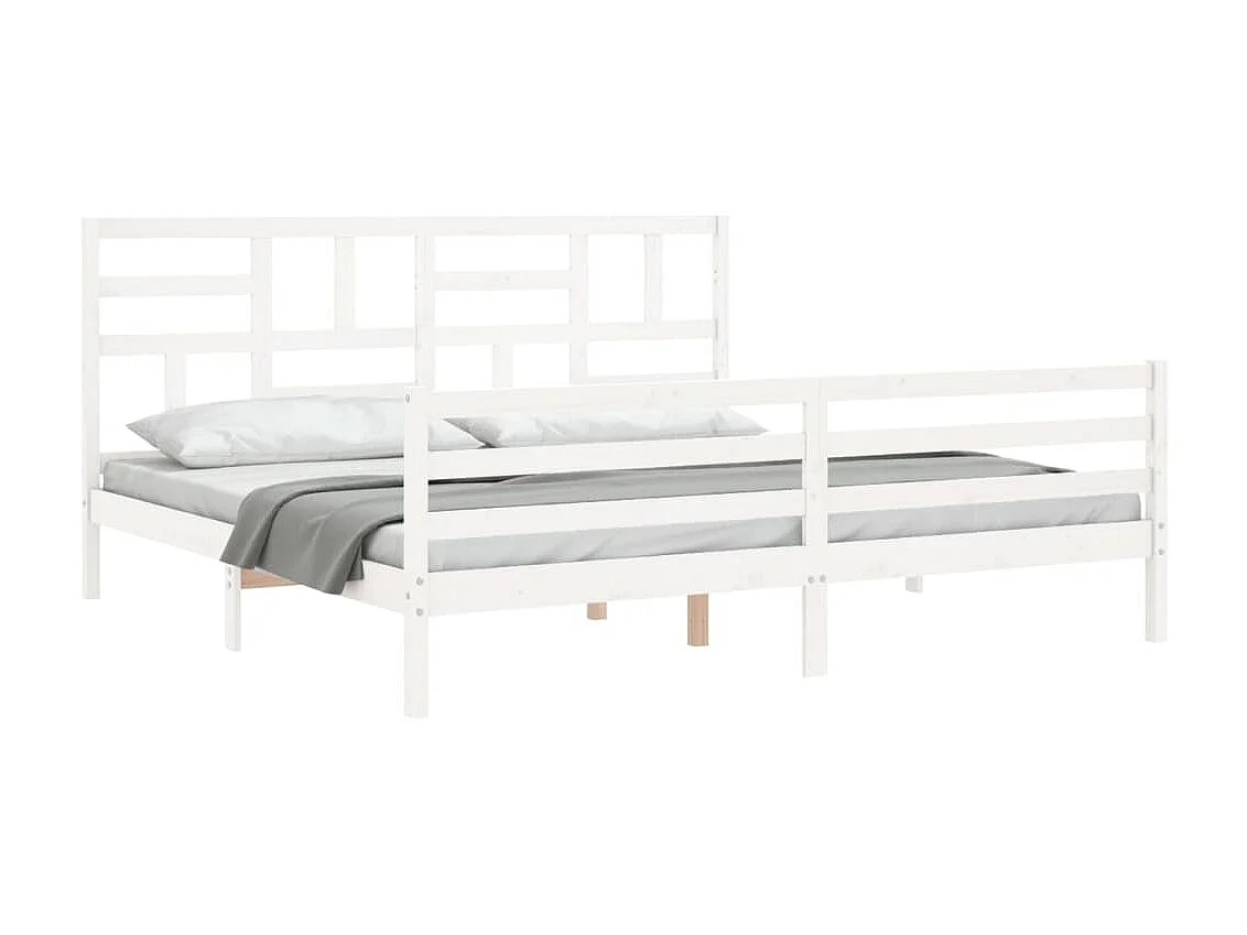 Cama Super King Size c/ cabeceira madeira branco PT472889