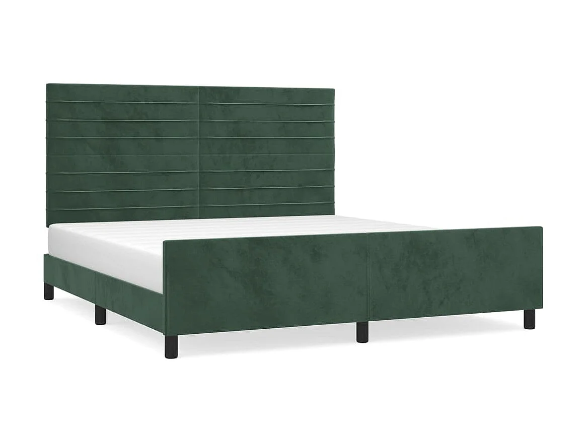 Lit-160x200 cm avec tête de lit Vert foncé Velours EGGB20396