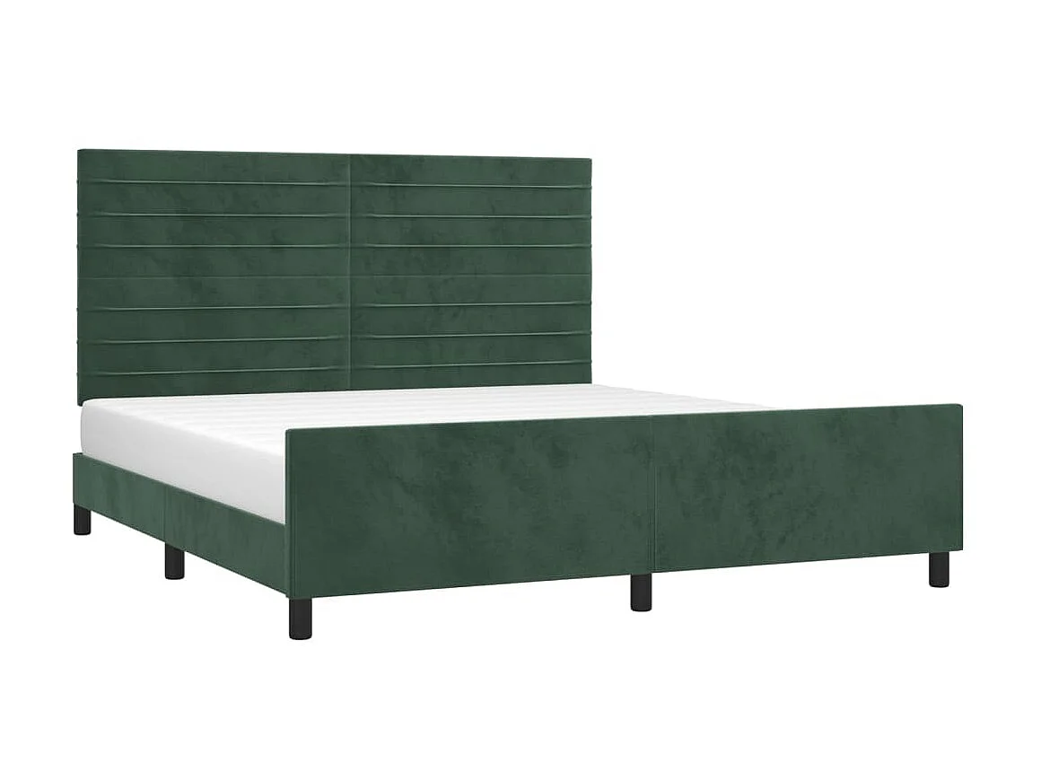 Lit-160x200 cm avec tête de lit Vert foncé Velours EGGB20396