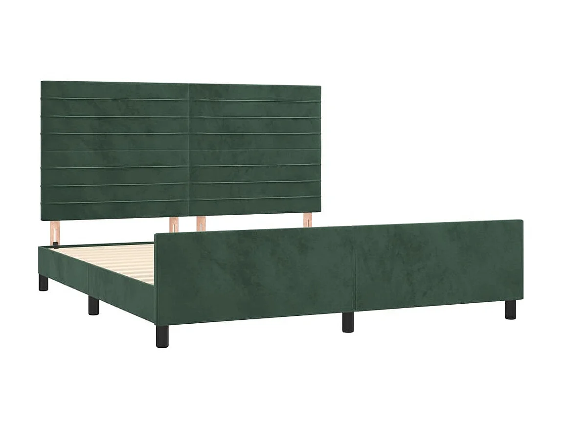 Lit-160x200 cm avec tête de lit Vert foncé Velours EGGB20396