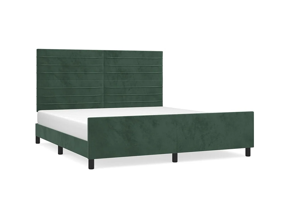 Cama 160x200 cm con cabecero terciopelo verde oscuro ES73298