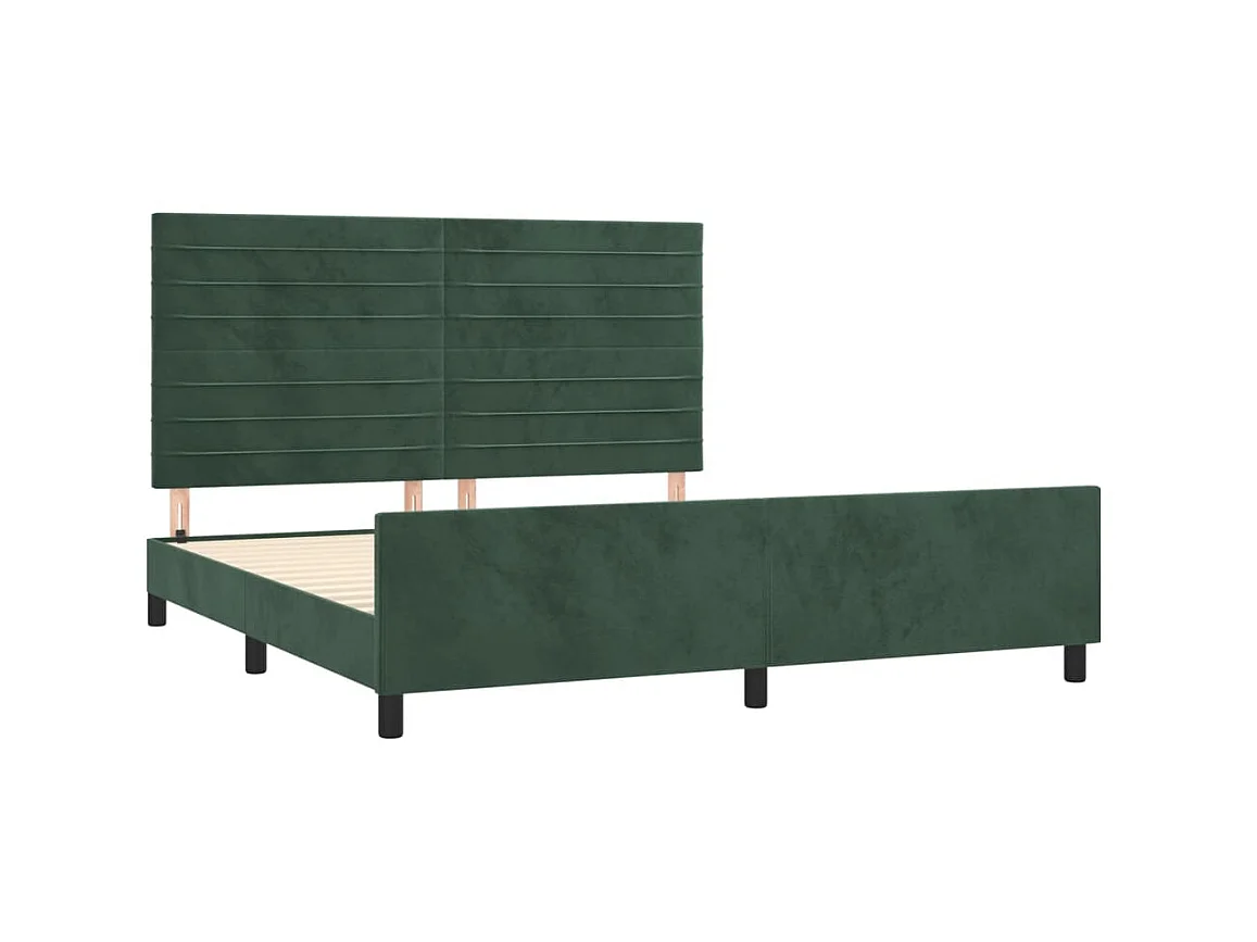 Cama 160x200 cm con cabecero terciopelo verde oscuro ES73298