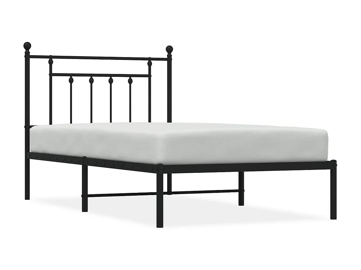 Lit-100x190 cm métal avec tête de lit noir EGGB86729