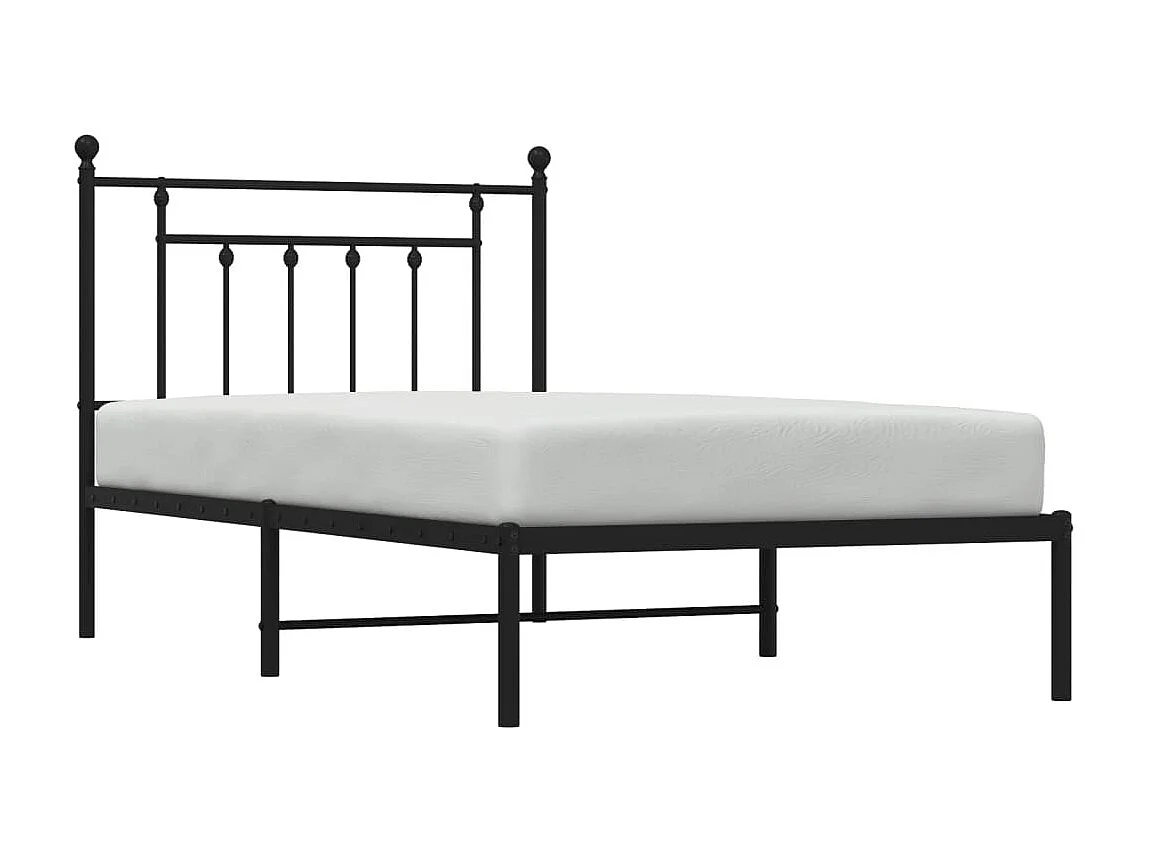 Lit-100x190 cm métal avec tête de lit noir EGGB86729