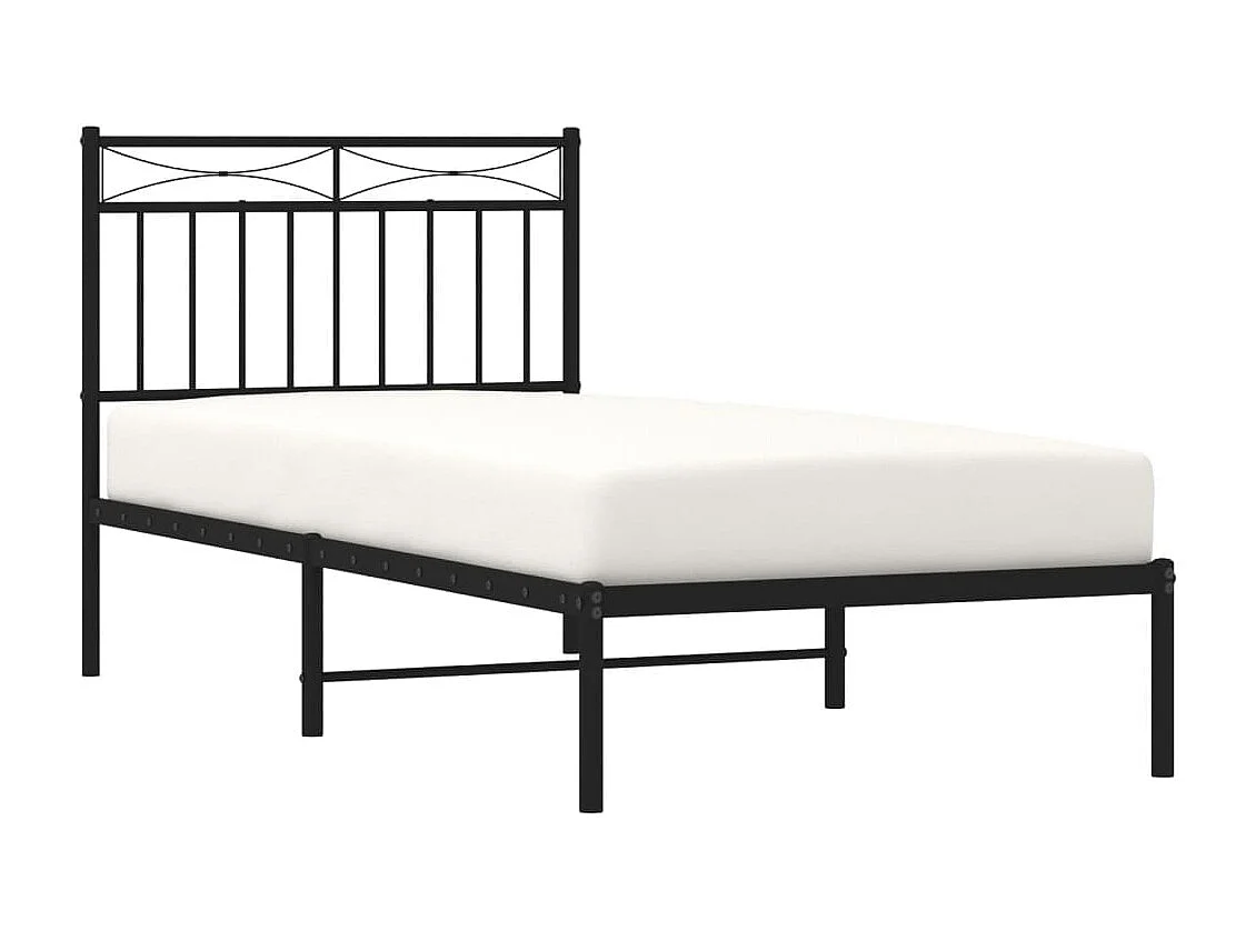 Bedframe met hoofdbord metaal zwart 90x190 cm NL98501