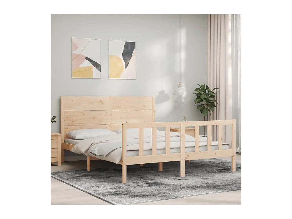 Lit-160x200 cm avec tête de lit bois massif EGGB52246