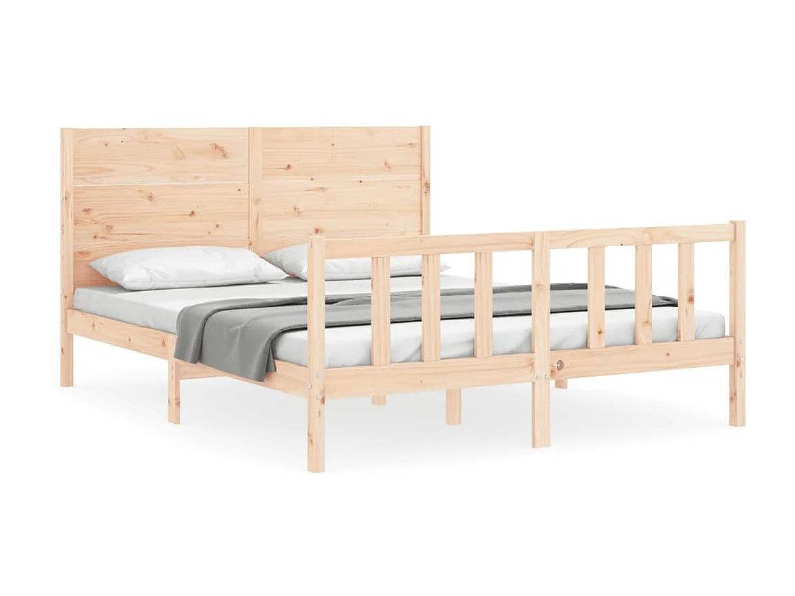 Bedframe met hoofdbord massief hout 160x200 cm NL69858