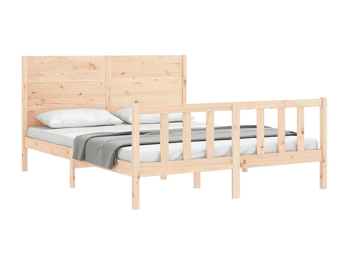 Bedframe met hoofdbord massief hout 160x200 cm NL69858