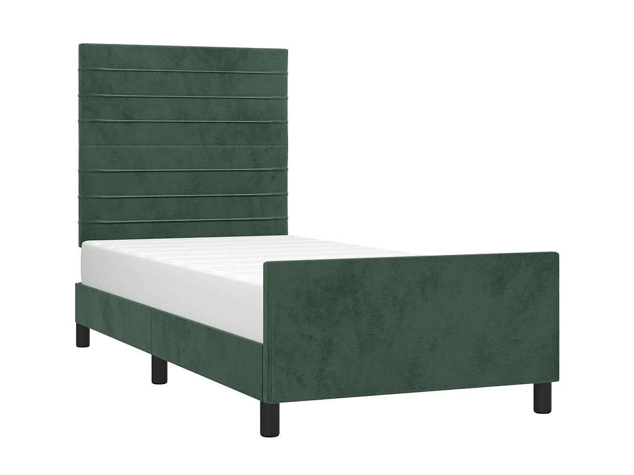 Estructura cama con cabecero terciopelo verde oscuro 100x200 cm ES341357