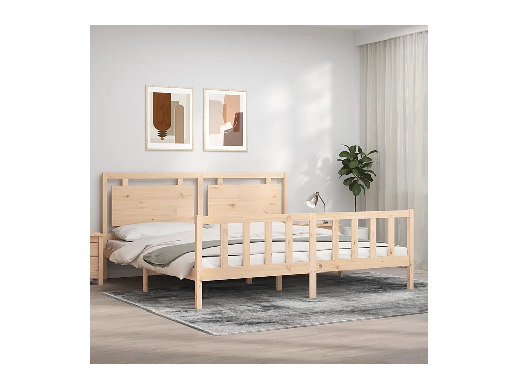 Lit-200x200 cm avec tête de lit bois massif EGGB19063