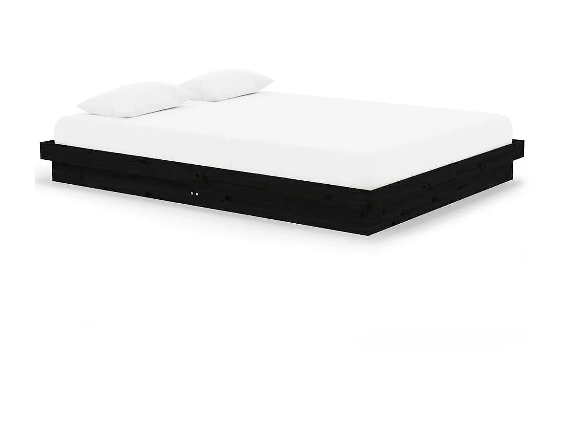 Lit-150x200 cm Noir Bois massif Grand EGGB62452