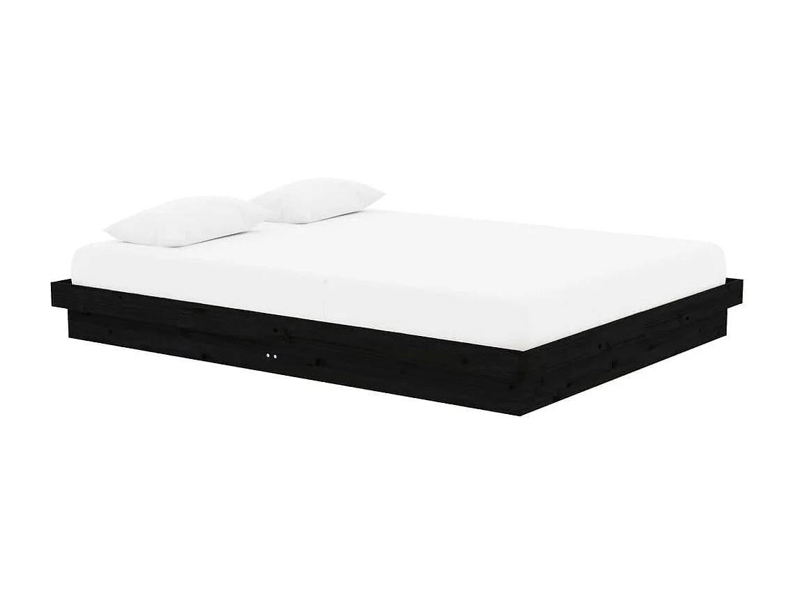Lit-150x200 cm Noir Bois massif Grand EGGB62452