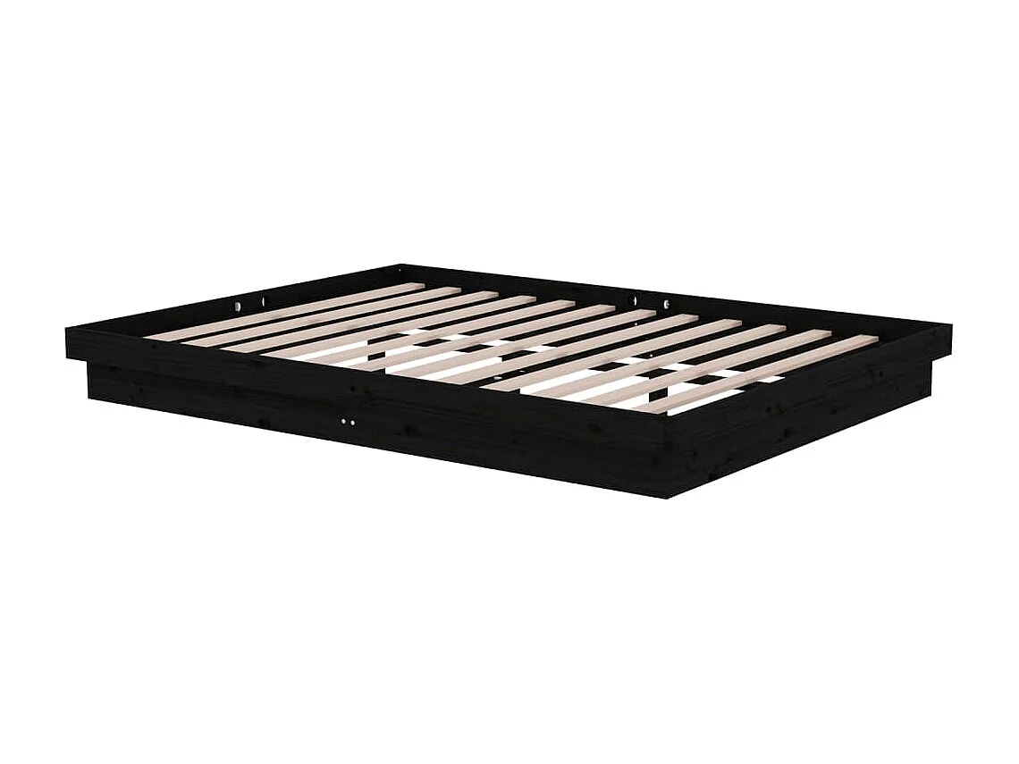 Lit-150x200 cm Noir Bois massif Grand EGGB62452