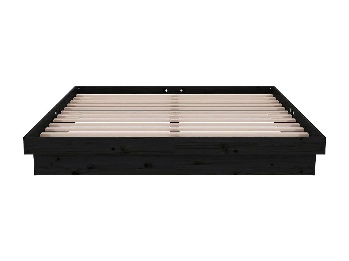 Lit-150x200 cm Noir Bois massif Grand EGGB62452