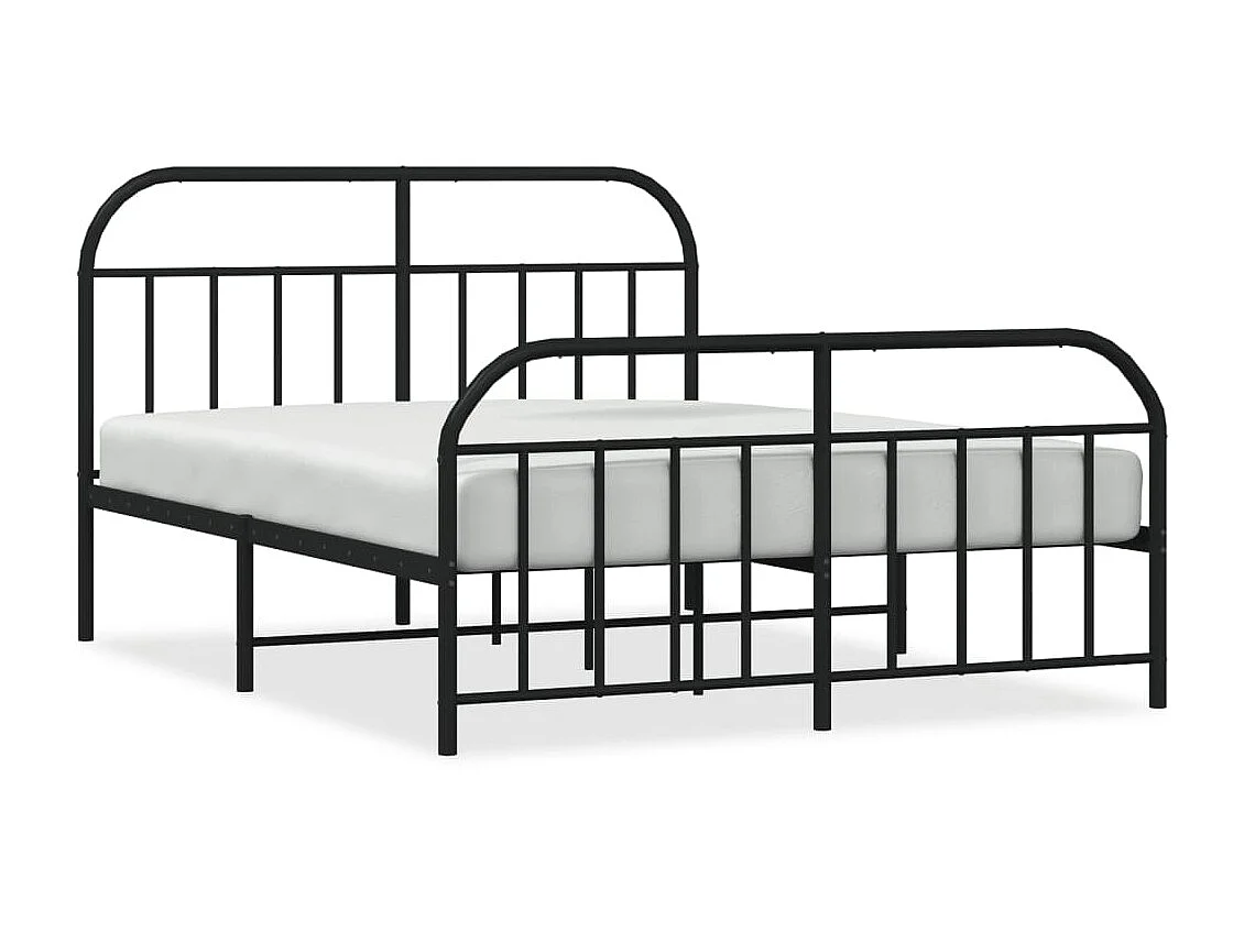 Cama com cabeceira e pés 150x200 cm metal preto PT764781