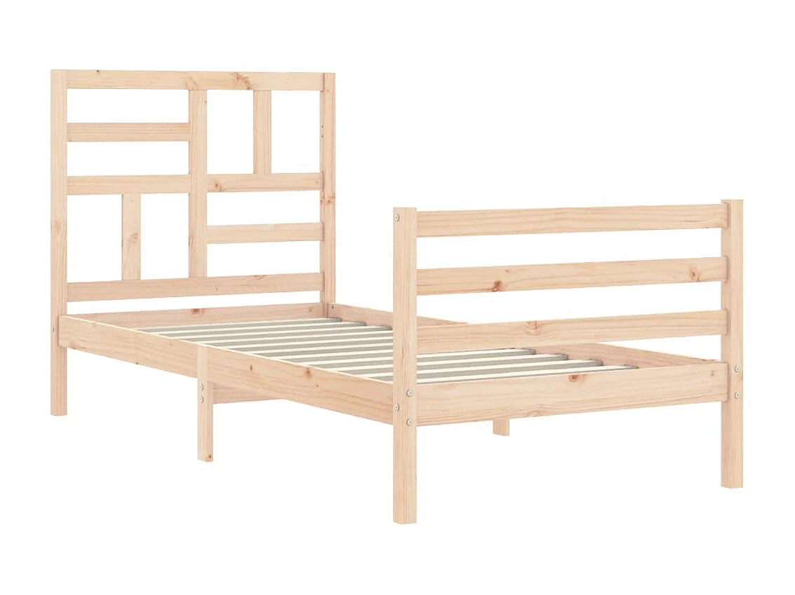 Lit-90x190 cm avec tête de lit simple bois massif EGGB78870