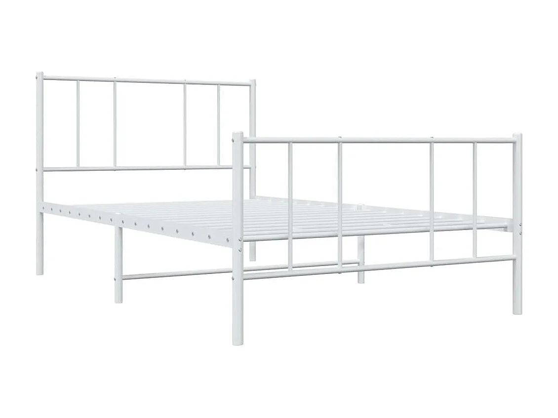 Lit-107x203 cm métal avec tête de lit/pied de lit blanc EGGB56918