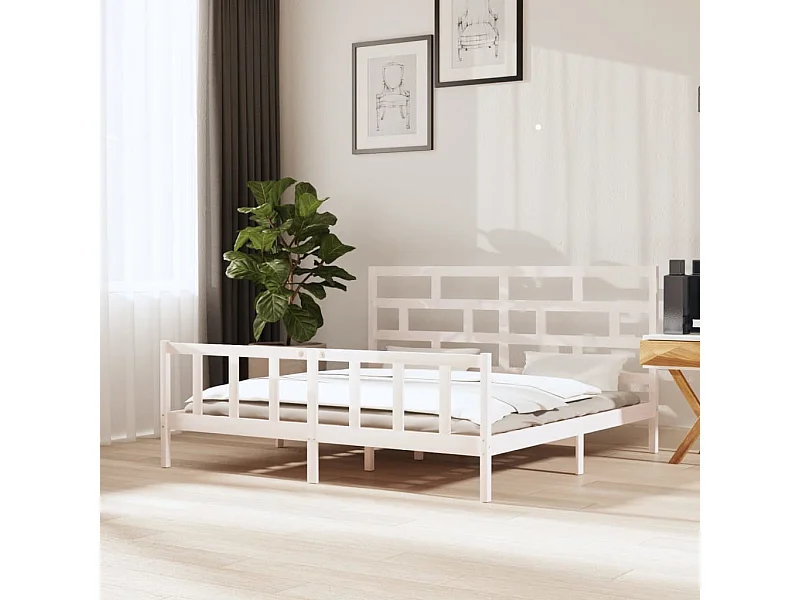 Cama 180x200 cm madera maciza blanco Super King ES23028