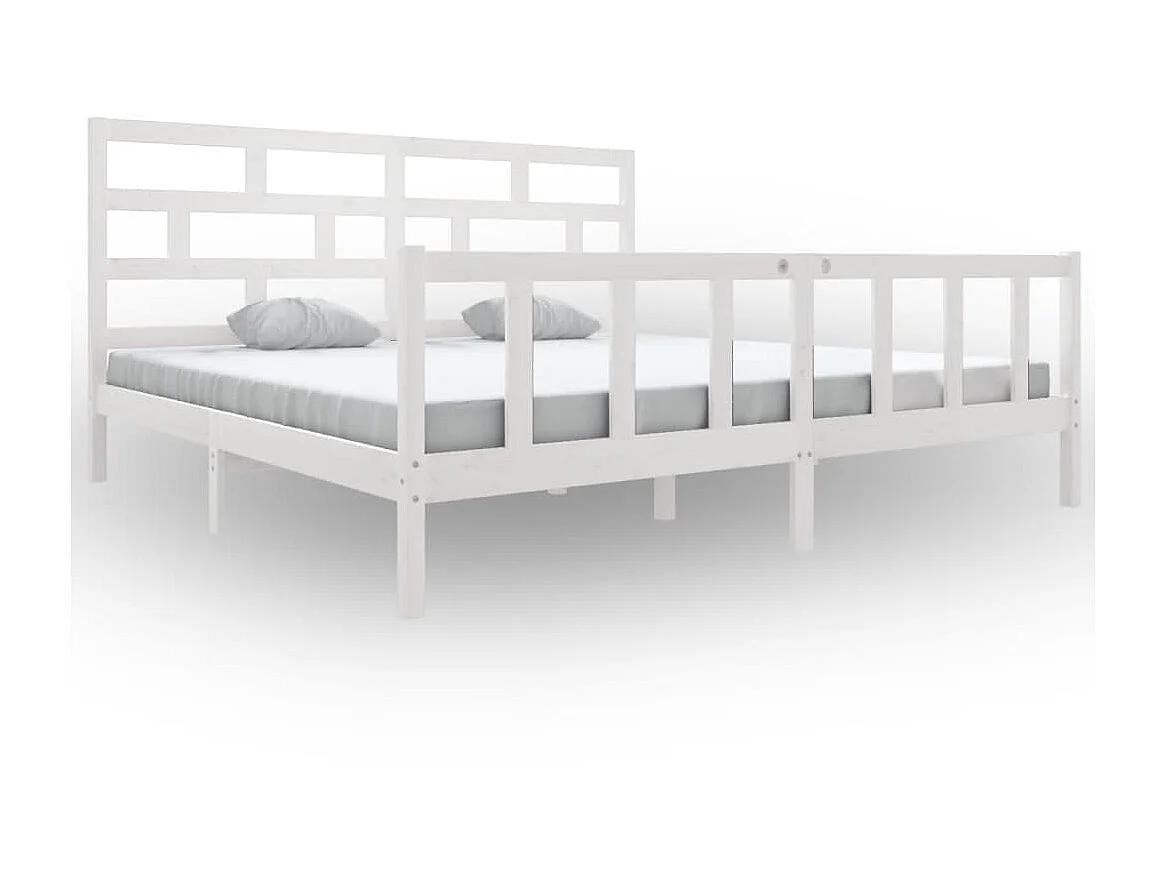 Lit-180x200 cm Blanc Bois de pin massif Super King EGGB35435