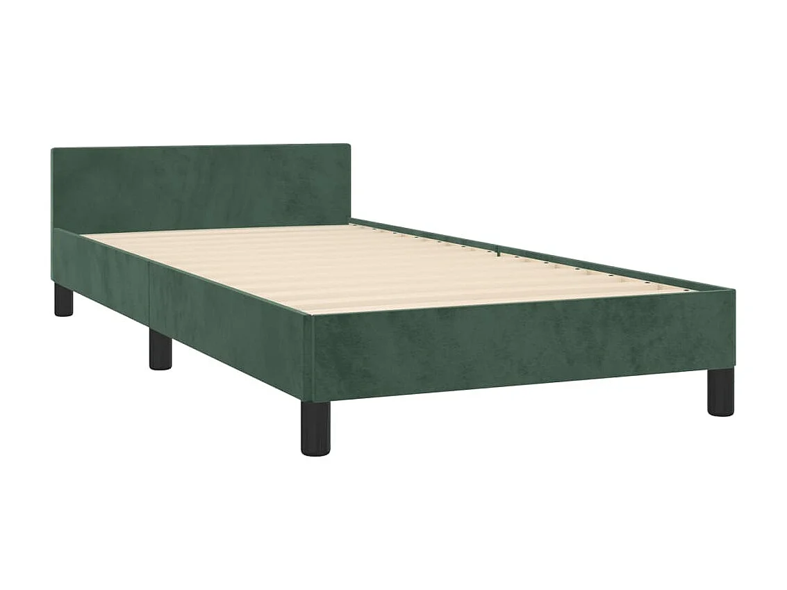 Cama 80x200 cm con cabecero terciopelo verde oscuro ES63991