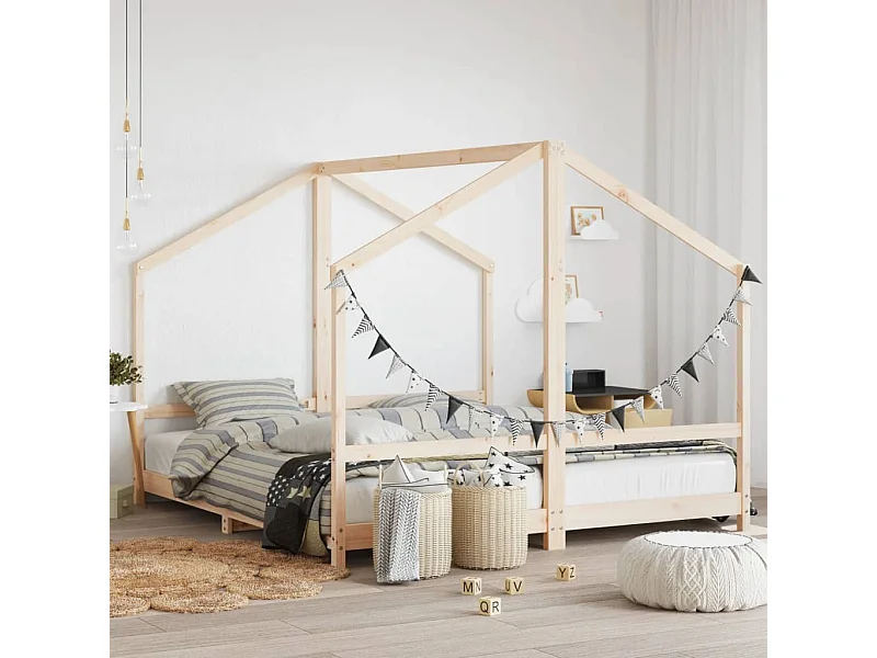 Lit-2x(90x200) cm pour enfants bois de pin massif EGGB44977