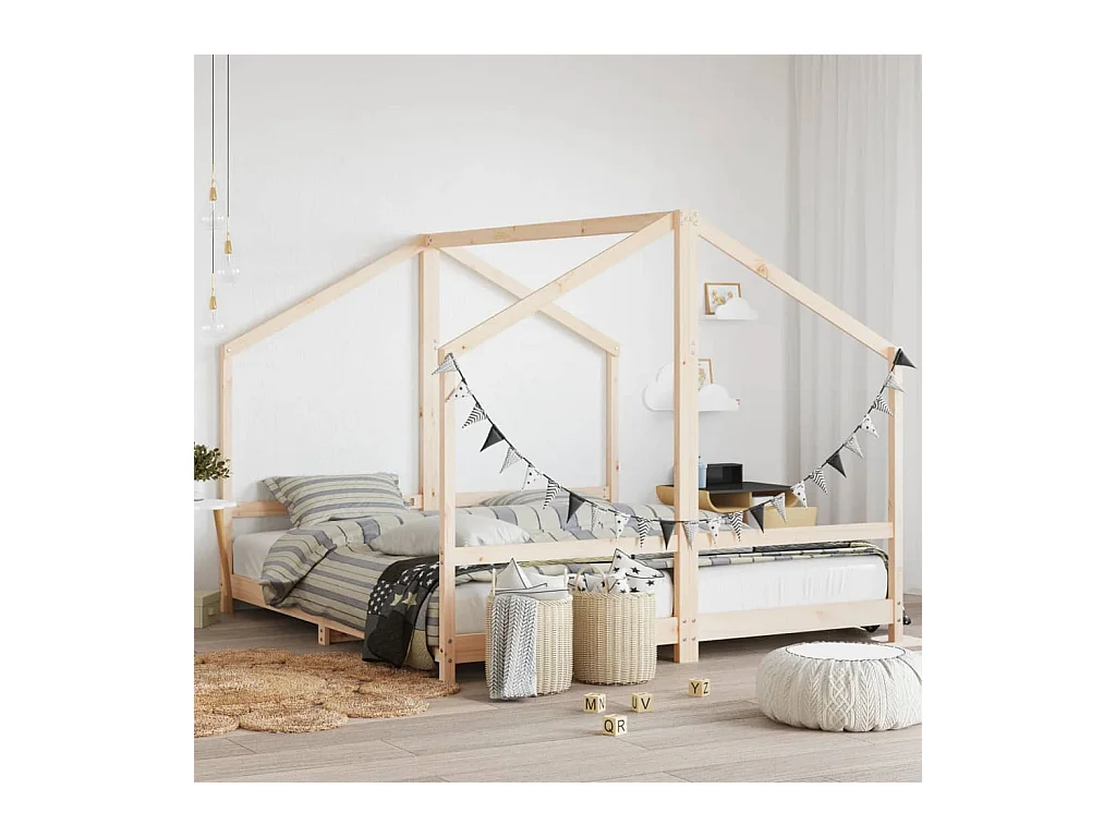 Lit-2x(90x200) cm pour enfants bois de pin massif EGGB44977
