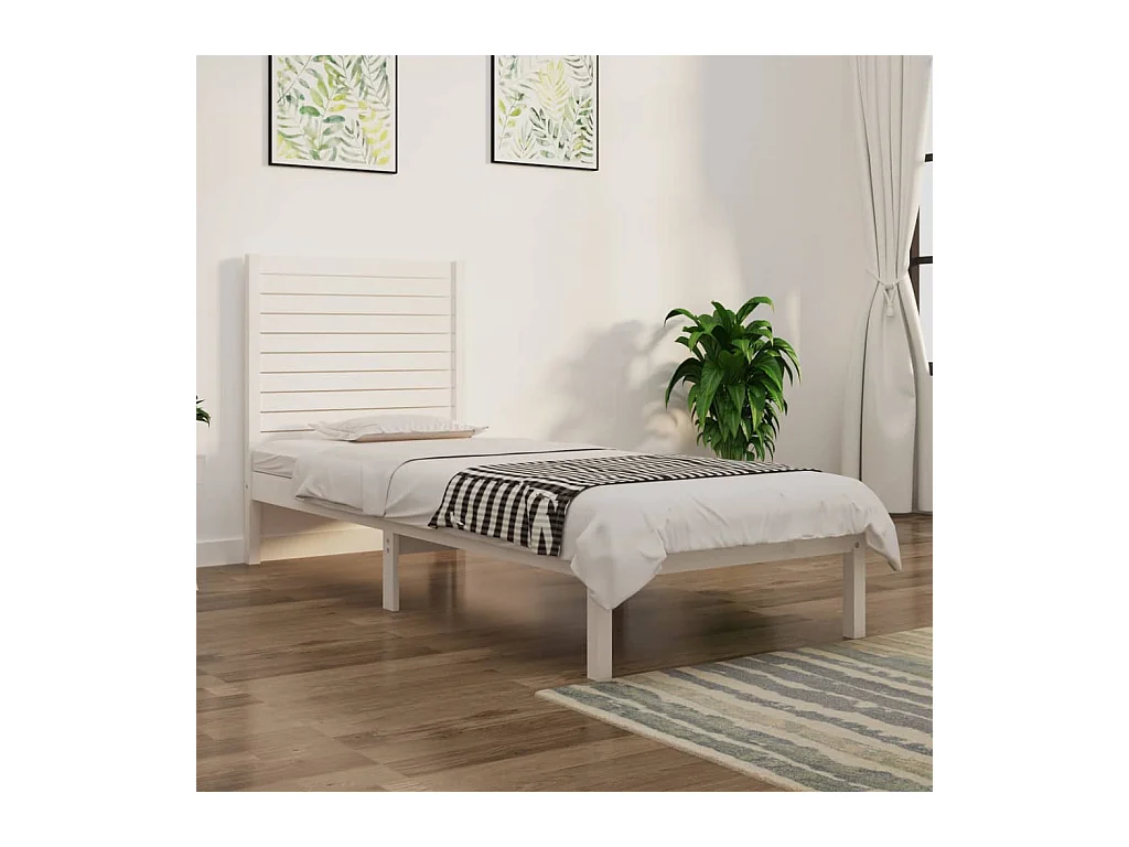 Lit-75x190 cm Blanc Bois massif Petit simple EGGB46409