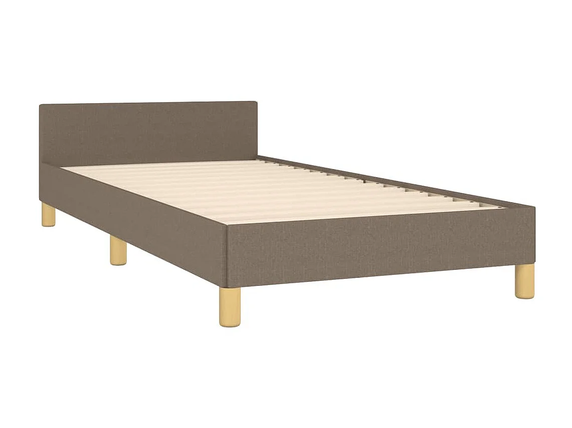 Cama 80x200 cm con cabecero de tela gris taupe ES91850