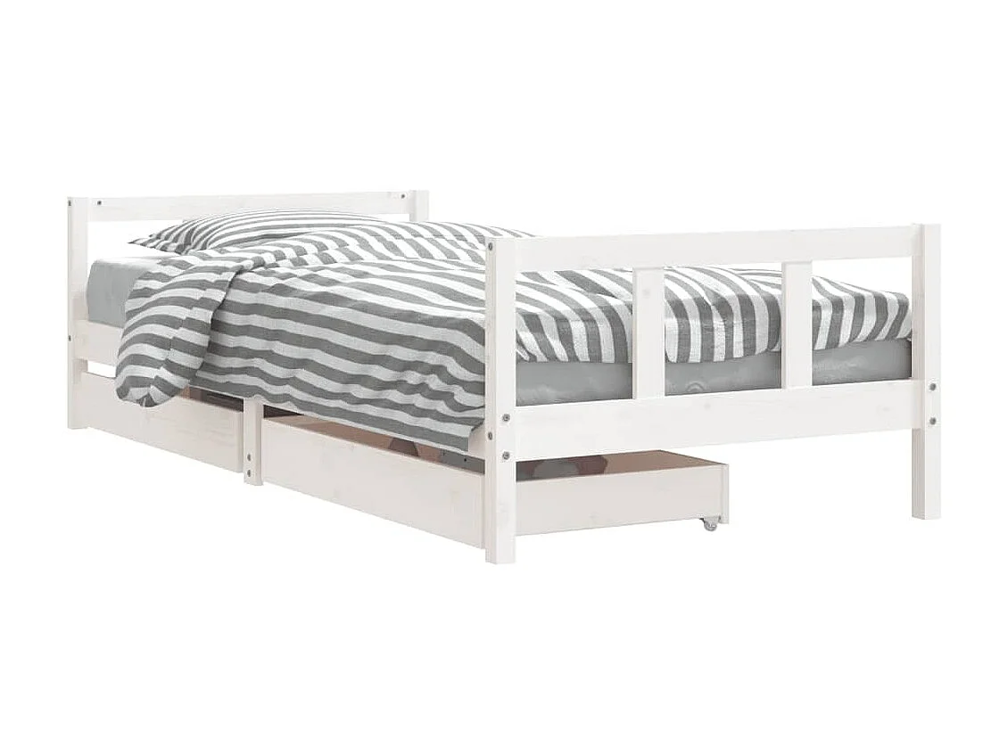 Cama infantil c/ gavetas 90x200cm pinho maciço branco PT344874